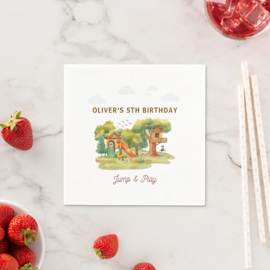 Indoor playground birthday party スタンダードカクテルナプキン (インサイチュ)