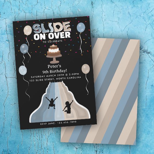 Indoor Slide Park Boys Playground Birthday Party 招待状