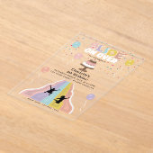 Indoor Slide Park Girls Playground Birthday Party アクリル招待状 (レイダウン)