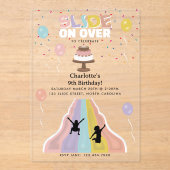 Indoor Slide Park Girls Playground Birthday Party アクリル招待状 (正面)