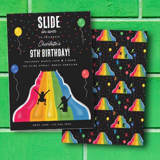 Indoor Slide Park Kids Playground Birthday Party 招待状