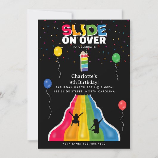 Indoor Slide Park Kids Playground Birthday Party 招待状 (正面)