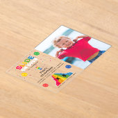 Indoor Slide Park Kids Playground Birthday Photo アクリル招待状 (レイダウン)