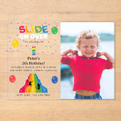 Indoor Slide Park Kids Playground Birthday Photo アクリル招待状 (正面)