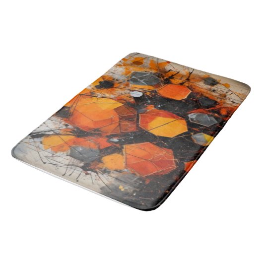 Industrial Abstract Hexagon & Grunge Splatter Bath バスマット (アングル)