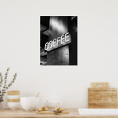Industrial Black and White Neon Coffee Sign Poster ポスター (キッチン)