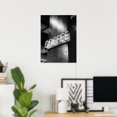 Industrial Black and White Neon Coffee Sign Poster ポスター (ホームオフィス)