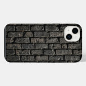 Industrial Black Brick Wall Texture iPhone Case iPhoneケース (裏面横)
