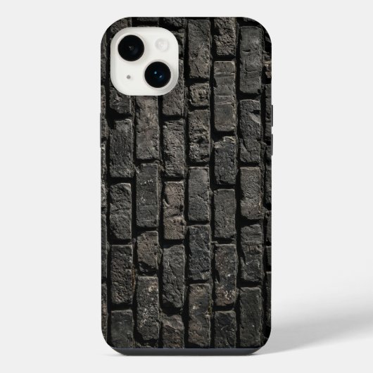 Industrial Black Brick Wall Texture iPhone Case iPhoneケース (裏面)