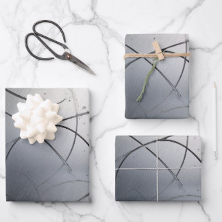 Industrial Brushed Metal Texture with Scratches ラッピングペーパーシート