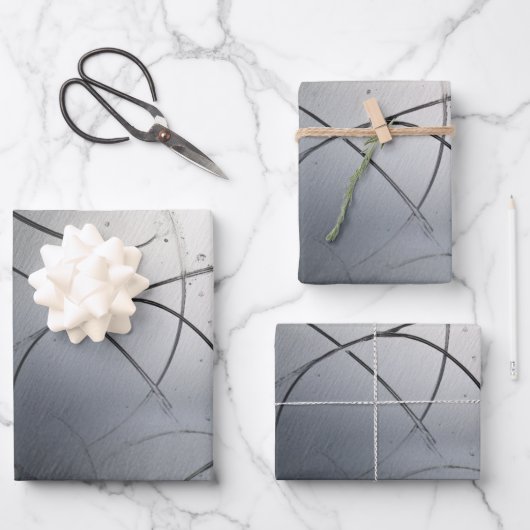 Industrial Brushed Metal Texture with Scratches ラッピングペーパーシート (正面)