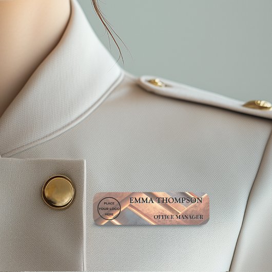 Industrial Chic Copper Facet Name Badge Custom 名札