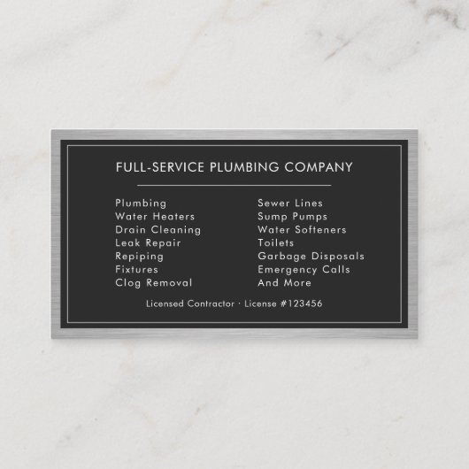 Industrial Contractor Plumbing Service Plumber 名刺 (裏面)