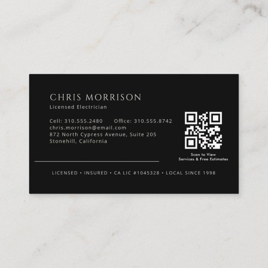 Industrial Electrician Metallic QR Code 名刺 (裏面)