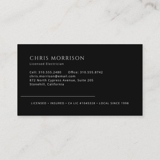 Industrial Electrician Metallic Silver Black 名刺 (裏面)