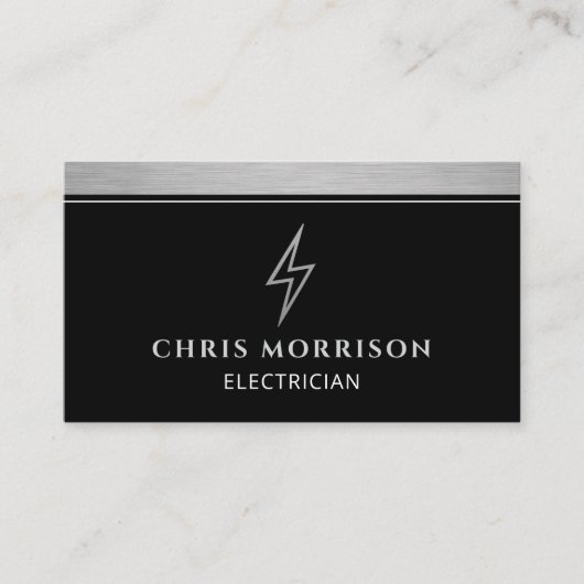 Industrial Electrician Metallic Silver Black 名刺 (正面)