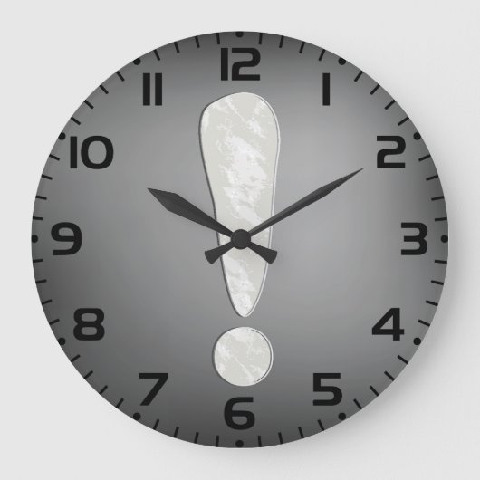 Industrial Grunge Exclamation Mark Symbol ラージ壁時計 (正面)