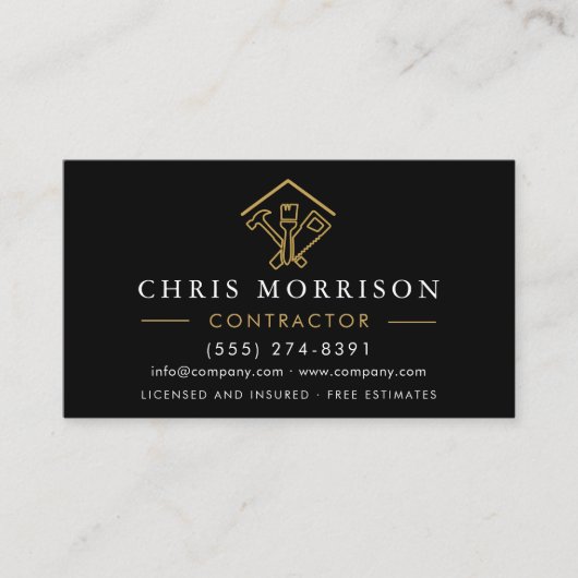 Industrial Home Improvement QR Code Black Gold  名刺 (正面)