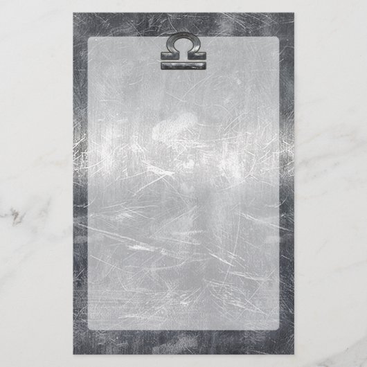 Industrial Libra〔占星術の〕十二宮図サインインSilver Steel 便箋 (正面)