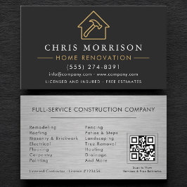 Industrial Metallic Home Renovation QR Code 名刺