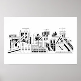 Industrial Metallurgical Combine Silhouette Poster ポスター