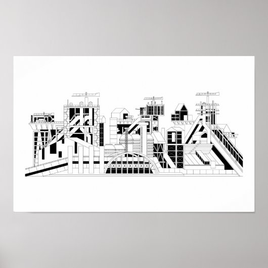 Industrial Metallurgical Combine Silhouette Poster ポスター (正面)