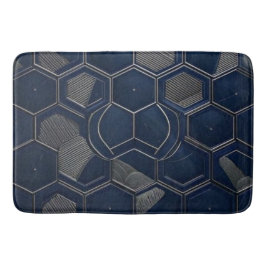 Industrial Midnight Hex: Dark Slate & Silver  バスマット