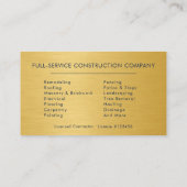 Industrial Navy Blue & Gold Building Construction  名刺 (裏面)