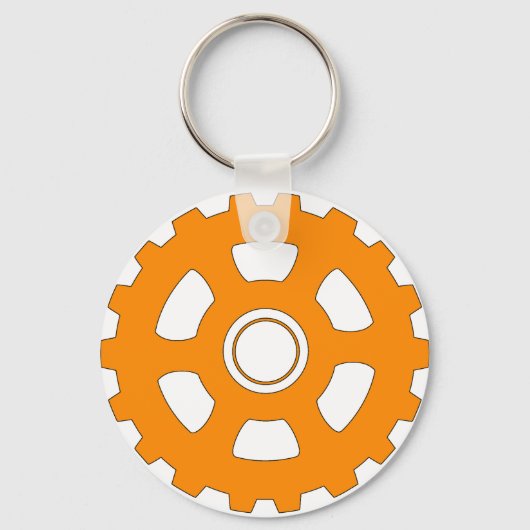 Industrial Orange Gear Cogwheel キーホルダー (正面)