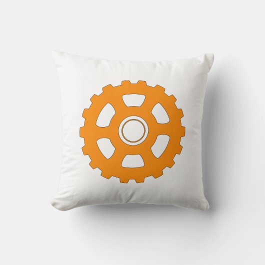 Industrial Orange Gear Cogwheel クッション (正面)