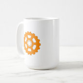 Industrial Orange Gear Cogwheel コーヒーマグカップ (正面左)