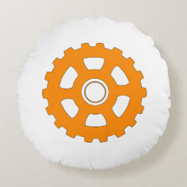 Industrial Orange Gear Cogwheel ラウンドクッション
