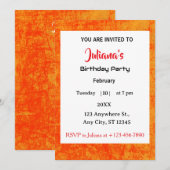 Industrial Orange Red Grungy Birthday Invitation 招待状 (正面/裏面)