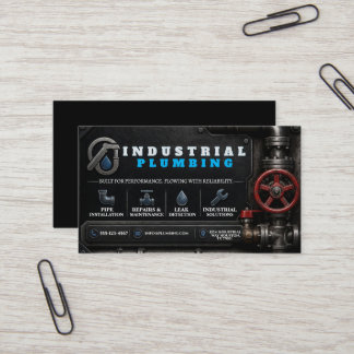 Industrial Plumbing Business Card | Dark Metallic  名刺