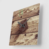 Industrial Rustic Wood Stripes スクエア壁時計 (傾斜)