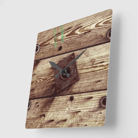 Industrial Rustic Wood Stripes スクエア壁時計 (傾斜)