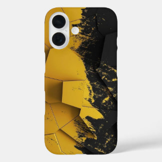 Industrial Yellow & Black Distressed Hexagon Phone iPhone 16ケース