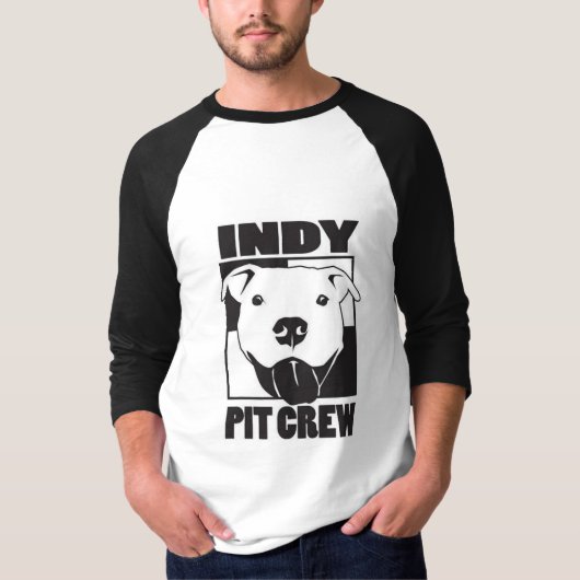 Indyのピット・クルーメンズ3/4の袖のRaglan Tシャツ (正面)