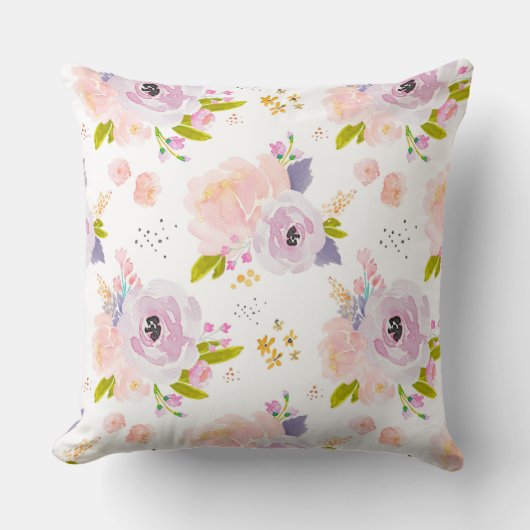 Indyの開花の桃色のプラム枕 クッション (正面)