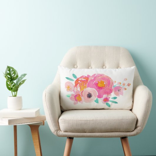 Indyの開花の水彩画の花柄の枕 ランバークッション (椅子)