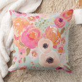 Indyの開花の青い赤面の花模様の枕 クッション (ブランケット)