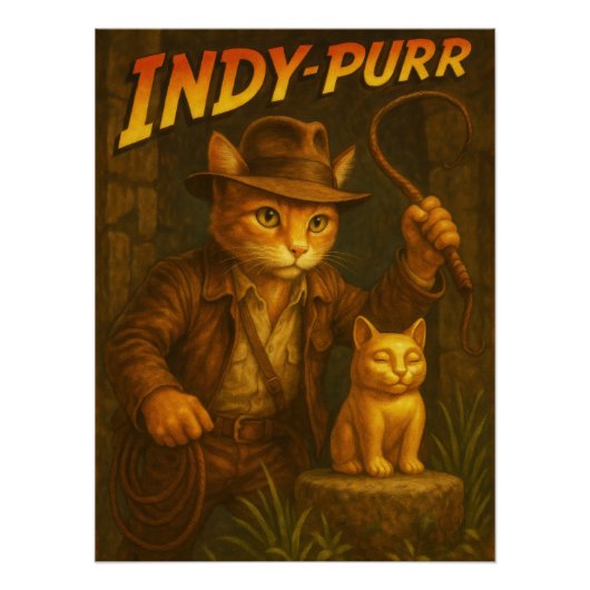 Indy Purr Adventure Cat Indiana Jones Parody ポスター (正面)