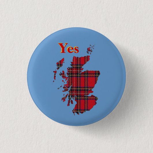 #indyrefのタータンチェックのYesスコットランドPinback 缶バッジ (正面)