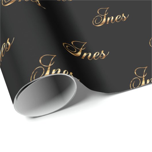 Ines gold Design Lettering Geschenkpapier ラッピングペーパー (ロールコーナー)