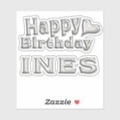 Ines Happy Birthday silver Aufkleber Sticker シール (シート)