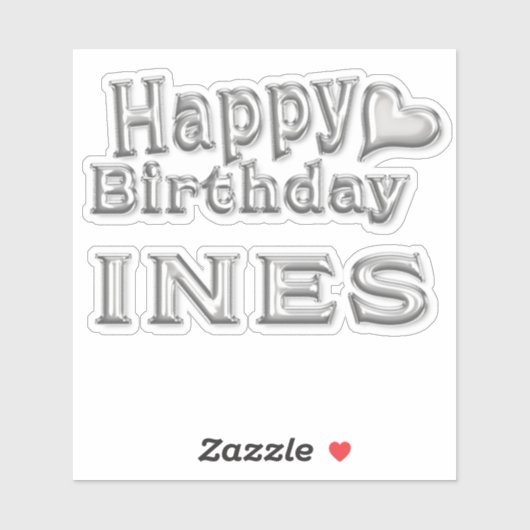 Ines Happy Birthday silver Aufkleber Sticker シール (シート)