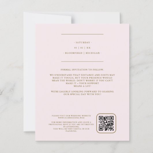 Inexpensive Romantic Pink Arch Photo & Initials QR (裏面)