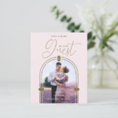 Inexpensive Romantic Pink Arch Photo & Initials QR (スタンド正面)