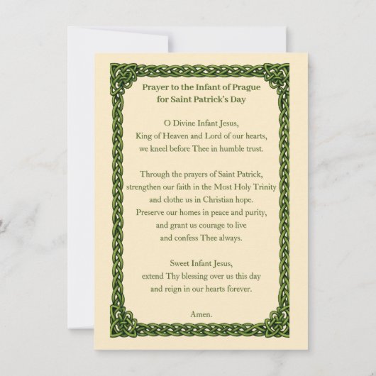 Infant of Prague Prayer St. Patricks Day (裏面)