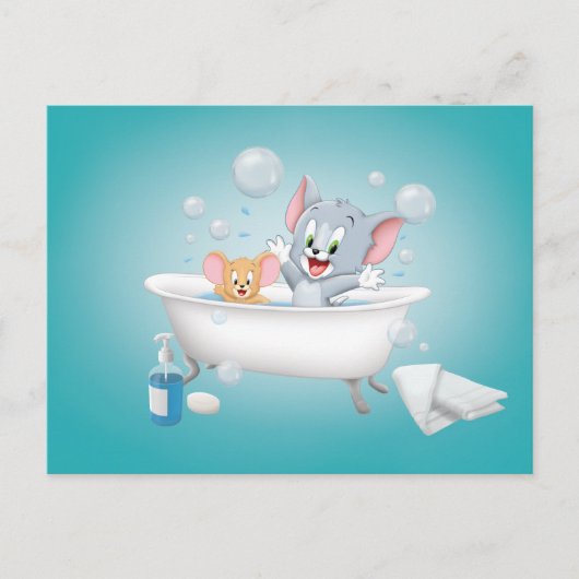 Infant Tom and Jerry Taking a Bath インビテーションポストカード (正面)